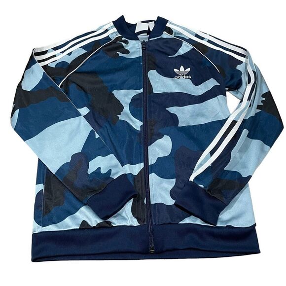 Adidas Blue Camo Print Full Zip Track Jacket - Picture 1 of 3